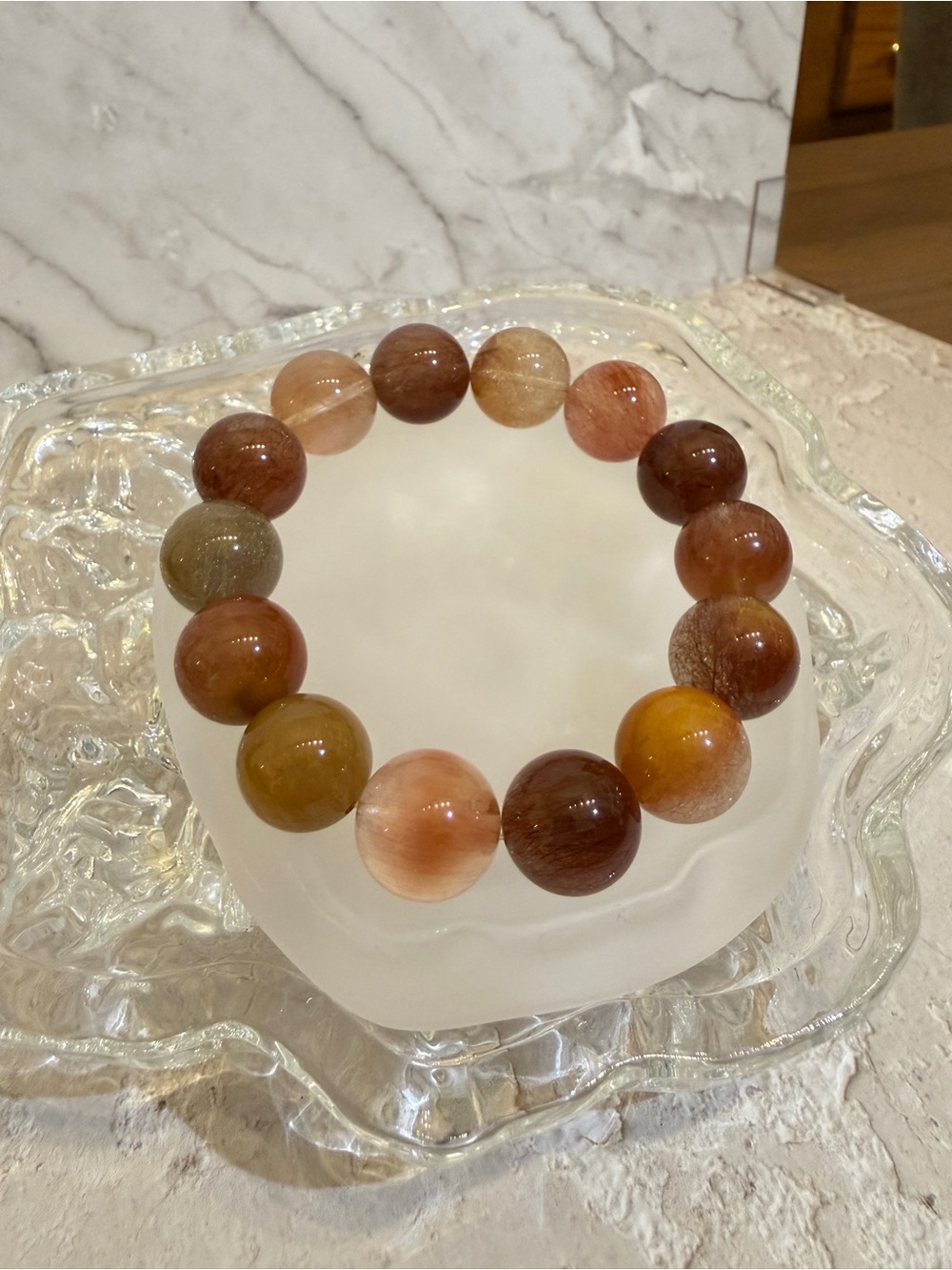 Natural Multicolor Rabbit Hair Quartz Bracelet